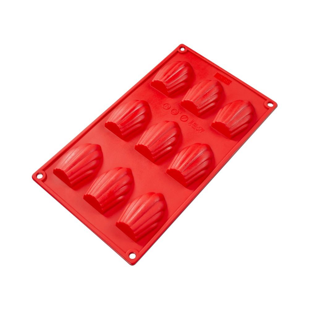 Molde para magdalenas de 9 cavidades, 2 moldes antiadherentes de silicona  para magdalenas, molde para hornear pasteles en forma de concha (rojo